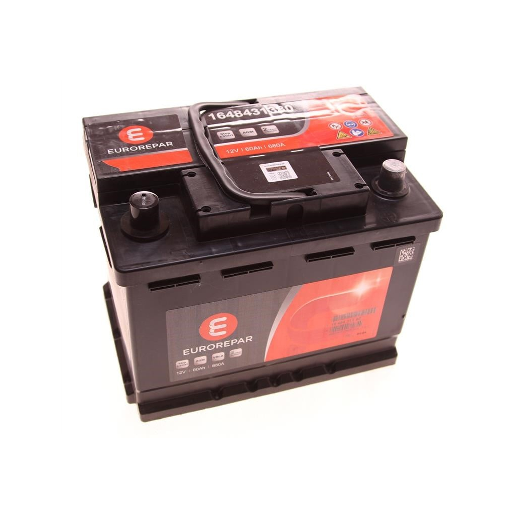 Акумулятор автомобільний EUROREPAR Start-Stop AGM 60Ah 680A R+ (1648431380)