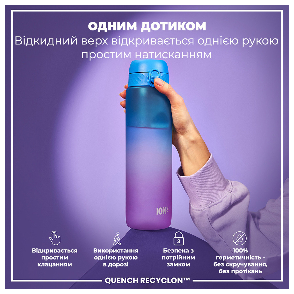 Пляшка для води ION8 OneTouch Times To Drink 1000 мл BPA Free, Blue & Pink (I8RF1000PBPMOT)