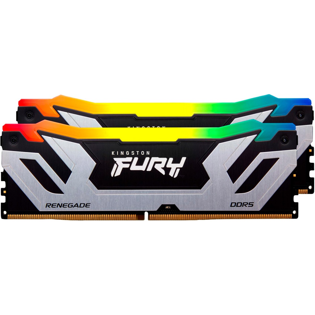 Модуль пам'яті для комп'ютера DDR5 48GB (2x24GB) 8800 MHz Renegade RGB Black/Silver Kingston Fury (ex.HyperX) (KF588CU42RSAK2-48)