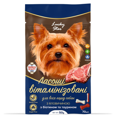 Ласощі для собак Lucky Star Вітамінізовані з яловичиною 50 г (4820275972217)