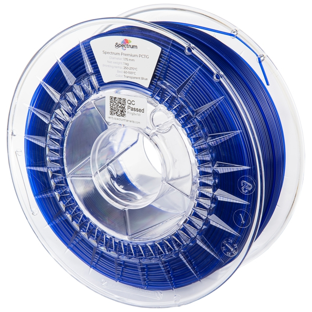 Пластик для 3D-принтера Spectrum PCTG Premium Transparent 1.75mm 1kg Blue (80739)