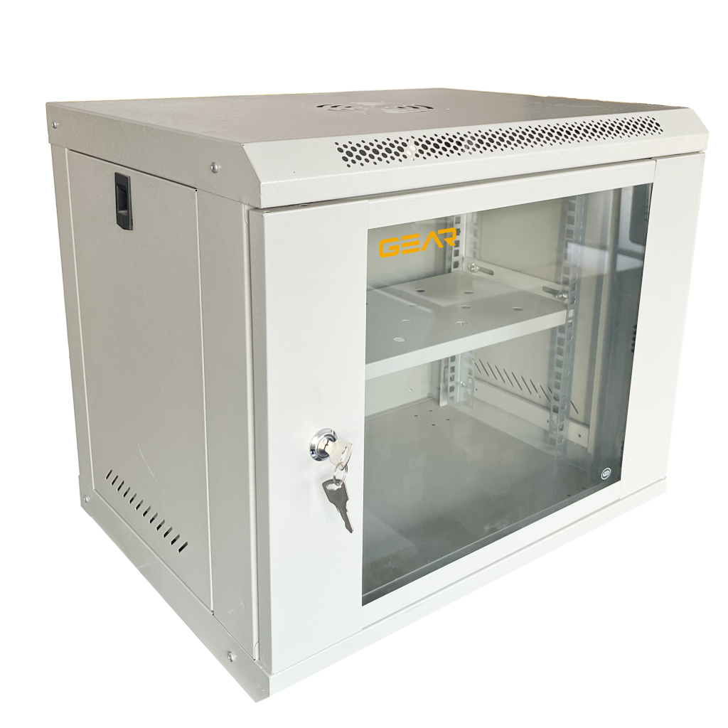 Шафа настінна GEAR 9U 19" 600x600x450 мм, + полка 19", grey (GWMSN-9U-600-600G)