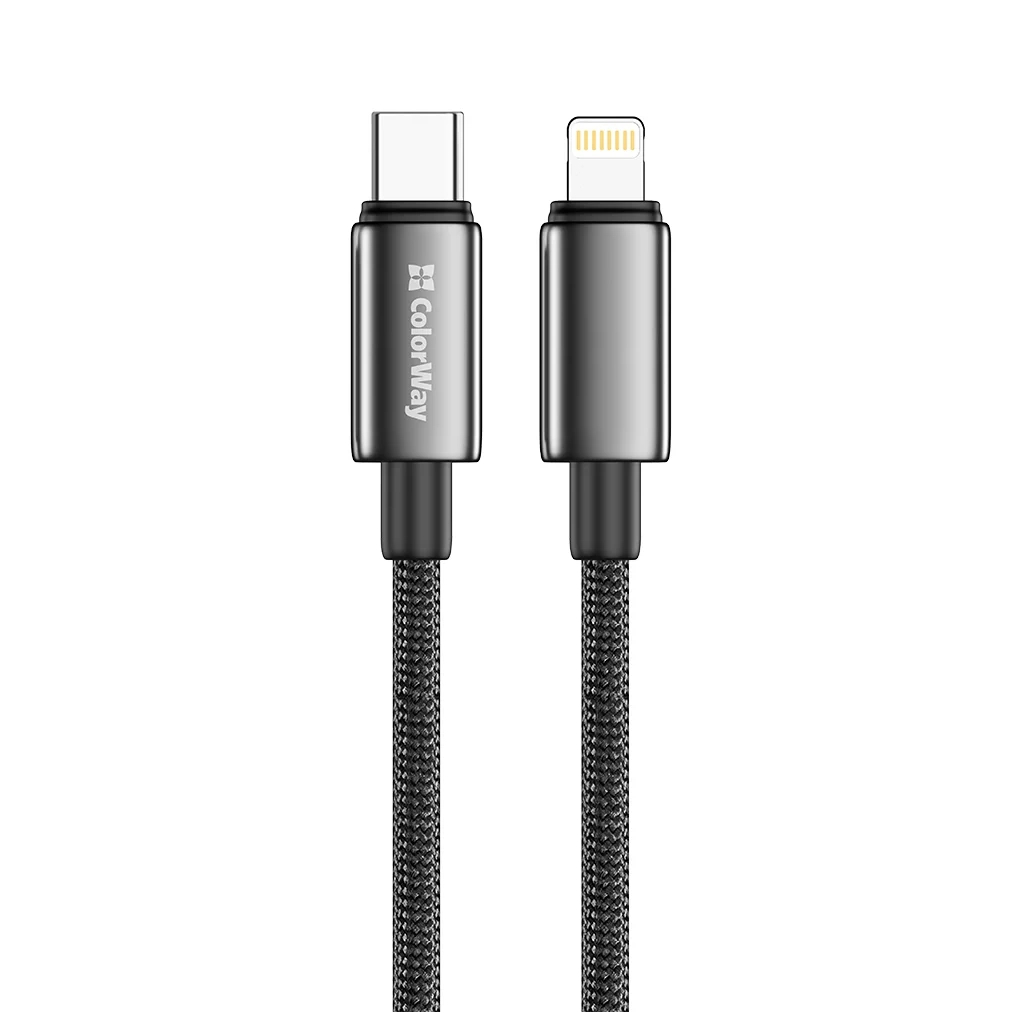 Дата кабель USB-C to Lightning 2.0m PD30W zinc alloy braided black ColorWay (CW-CBPDCL099-BK) Дата кабель USB-C to Lightning 2.0m PD30W zinc alloy braided black ColorWay (CW-CBPDCL099-BK)