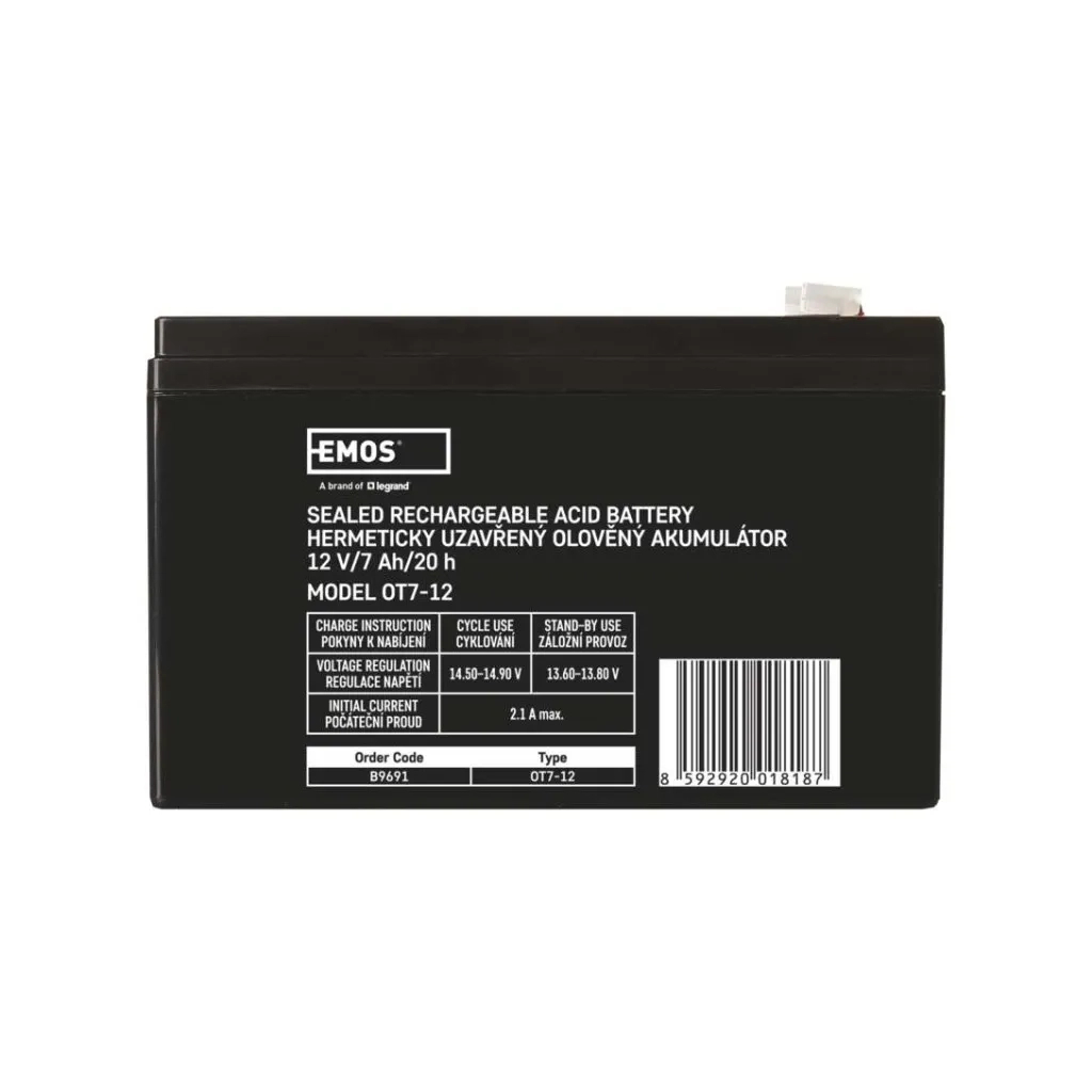 Батарея до ДБЖ EMOS B9691 AGM 12V 7Ah fast 4,7mm (B9691) Батарея до ДБЖ EMOS B9691 AGM 12V 7Ah fast 4,7mm (B9691)