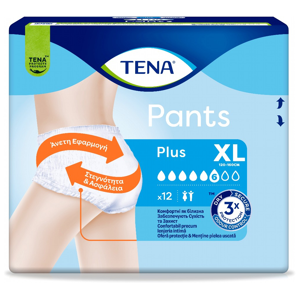 Підгузки для дорослих Tena Pants Plus Extra Large 12 шт. 6 крапель (7322542545775)