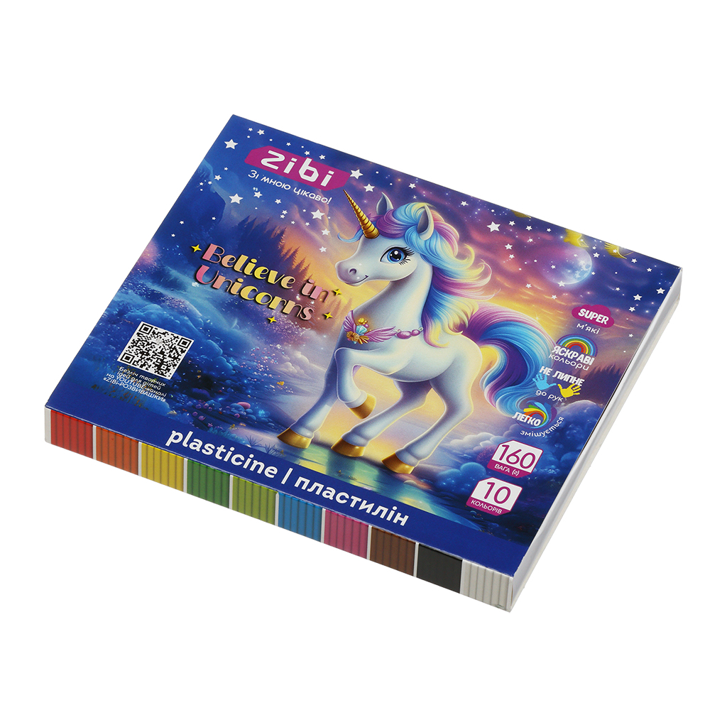Пластилін ZiBi KIDS Line UNICORN 10 кольорів, 160 г (ZB.6281) Пластилін ZiBi KIDS Line UNICORN 10 кольорів, 160 г (ZB.6281)