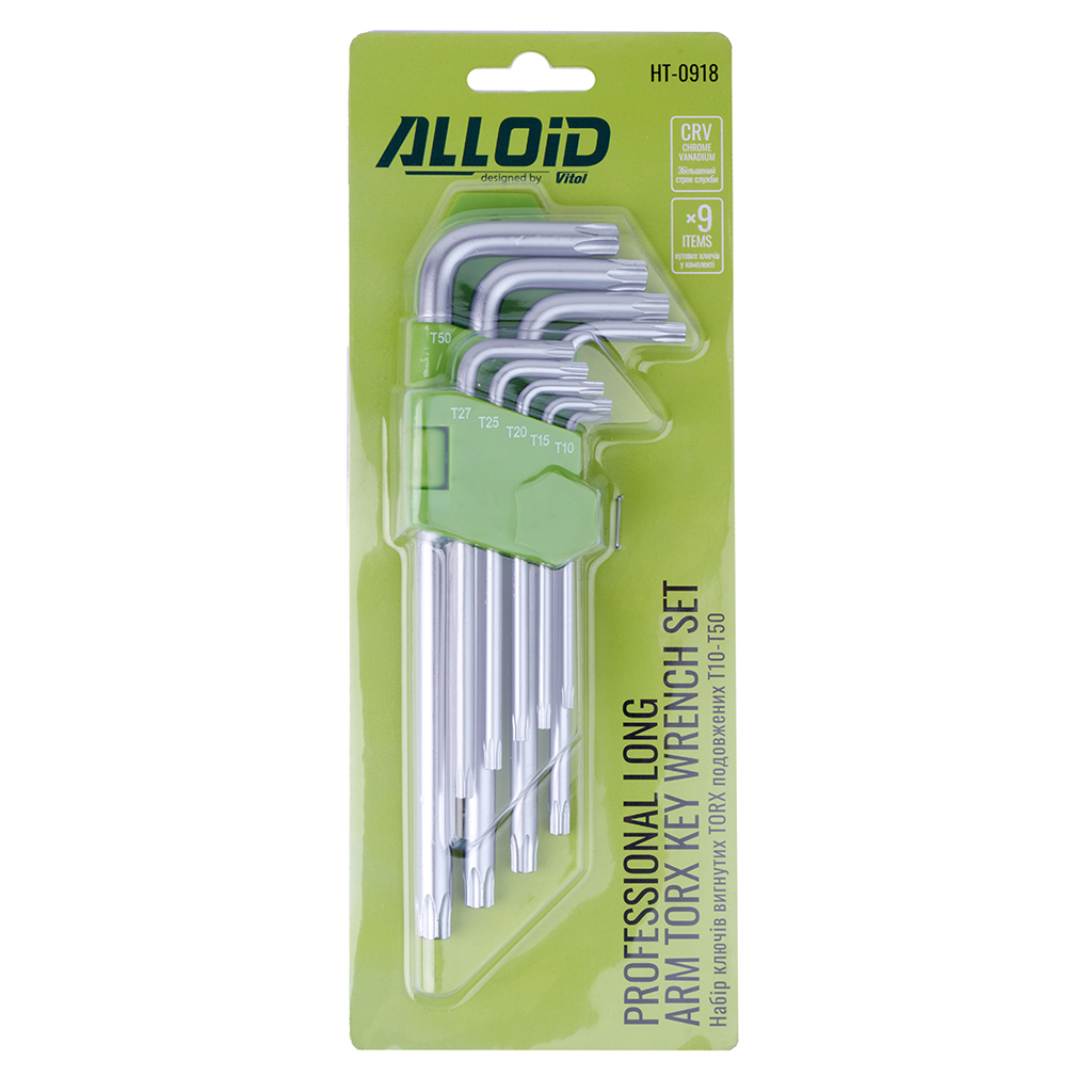 Ключ Alloid вигнутий TORX, подовжених, 9шт. (HT-0918) Ключ Alloid вигнутий TORX, подовжених, 9шт. (HT-0918)