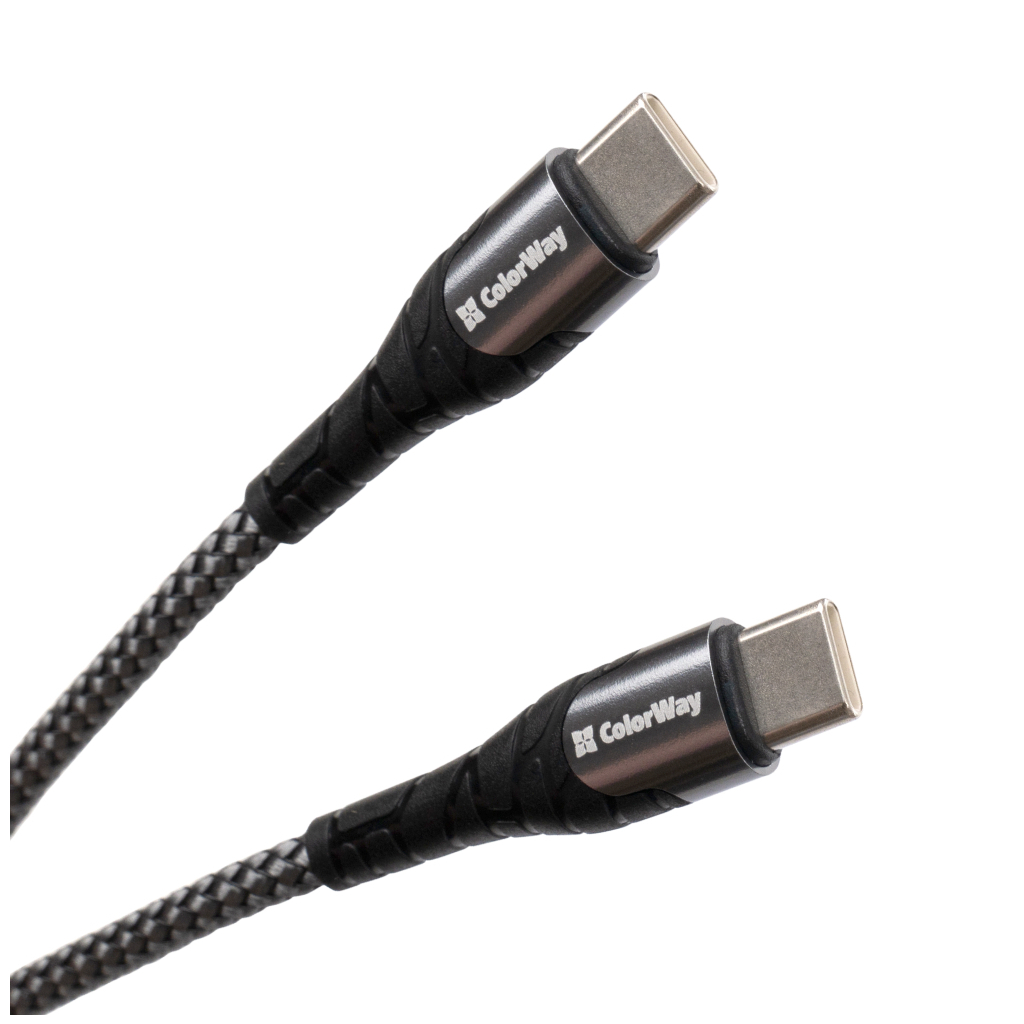 Дата кабель USB-C to USB-C 2.0m PD Fast Charging 65W 3A grey ColorWay (CW-CBPDCC039-GR)