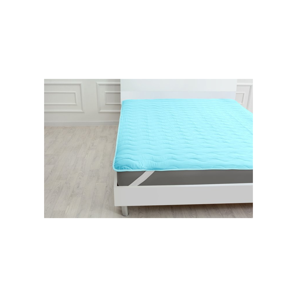 Наматрацник MirSon Eco Light №1728 Тенсель Modal Air-line на резинці по кутках Blue 200x200 см (2200002891554)