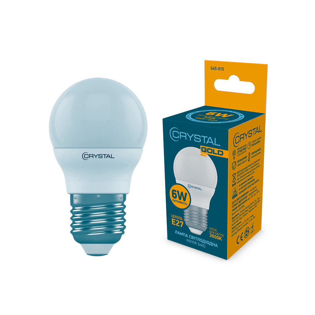 Лампочка CRYSTAL G45 6W PA E27 3000K (G45-015)