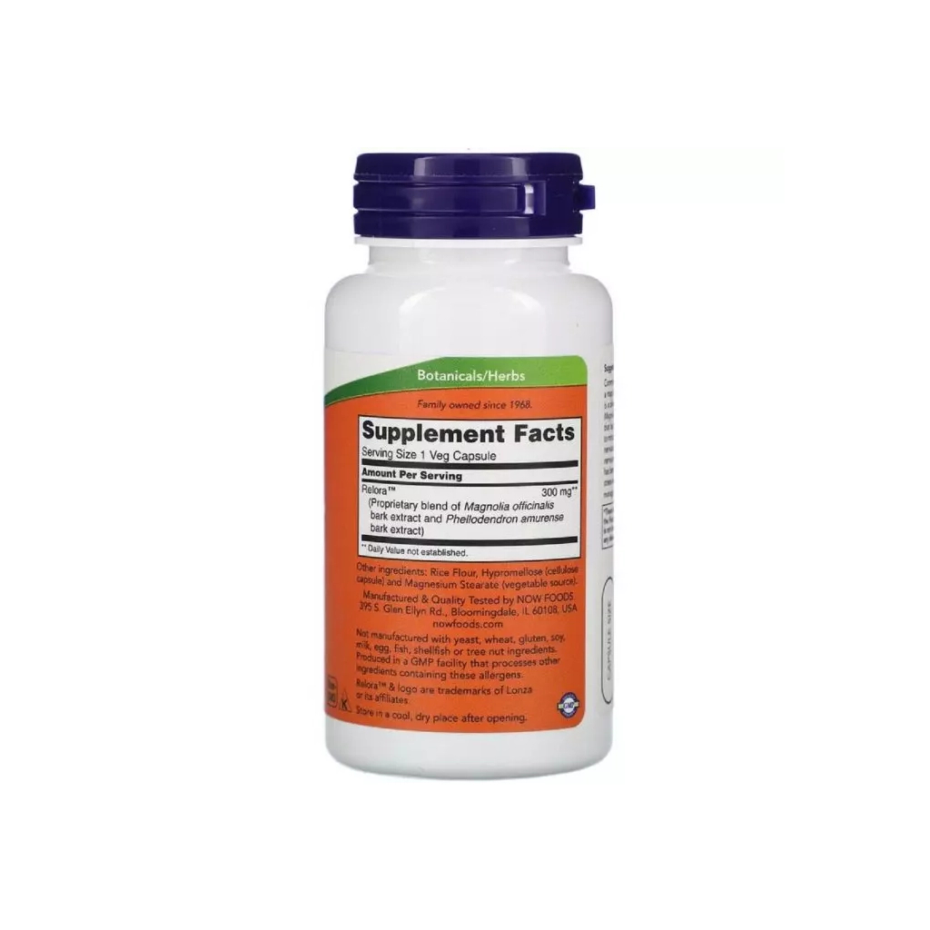 Трави Now Foods Релора, Relora, 300 мг, 60 вегетаріанських капсул (NOW-03342)