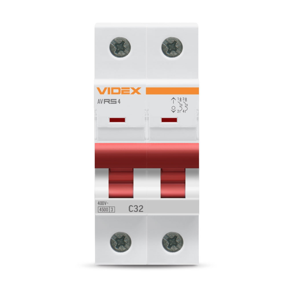 Автоматичний вимикач Videx RS4 RESIST 2п 32А С 4,5кА (VF-RS4-AV2C32)