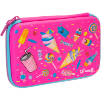 Cool For School pencil case 1 compartment with fuchsia organizer (QT-5650-Rosered)