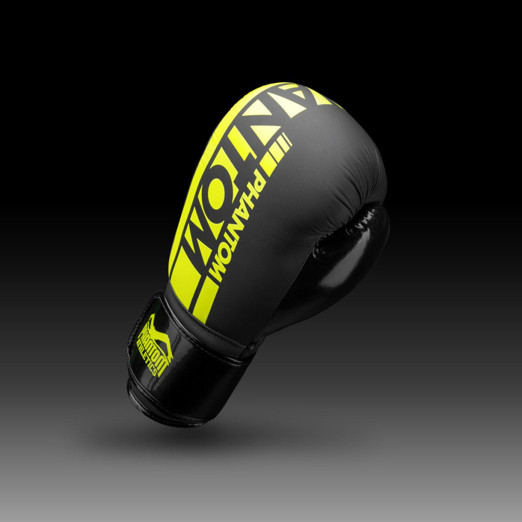 Боксерські рукавички Phantom APEX Elastic Neon Black/Yellow 14oz (PHBG2300-14)