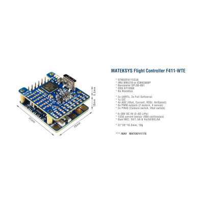 Політний контролер (FC) MATEK F411-WTE (F411-WTE/HP024.0093)