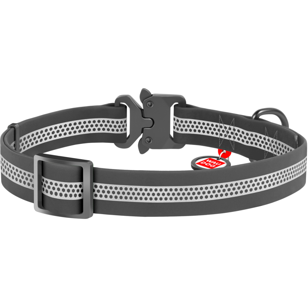 Нашийник для тварин WAUDOG Waterproof металева пряжка-фастекс M Ш 20 мм Д 28-40 см сірий (261111)