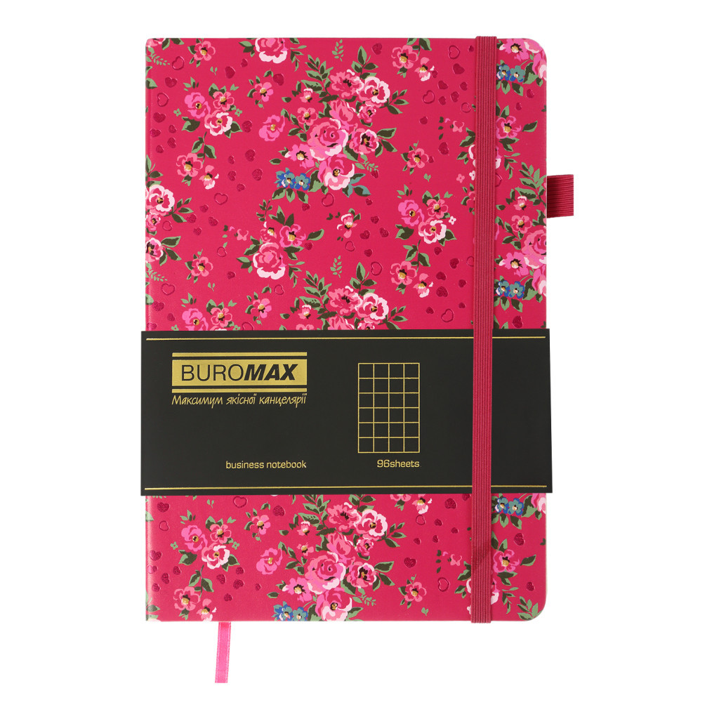 Книга записна Buromax Cherie 96 аркушів А5 у клітинку малиновий (BM.295105-29)