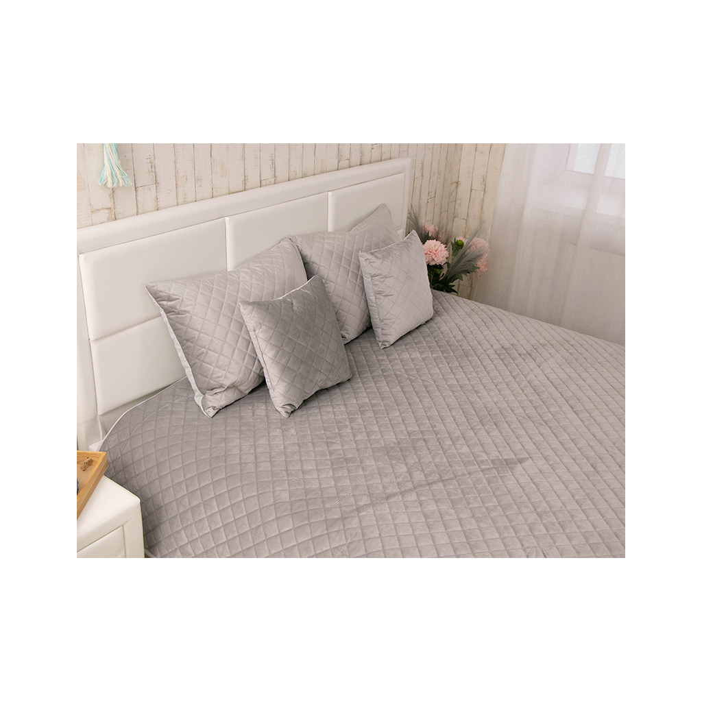 Покривало Руно двостороннє декоративне Velour Grey ромб 220х240 см (330.55_Grey ромб)