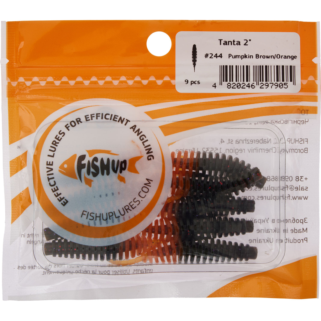 Силікон рибальський FishUP Tanta 2" 244 - Pumpkin Brown/Orang (9шт/уп) (1864.01.14)