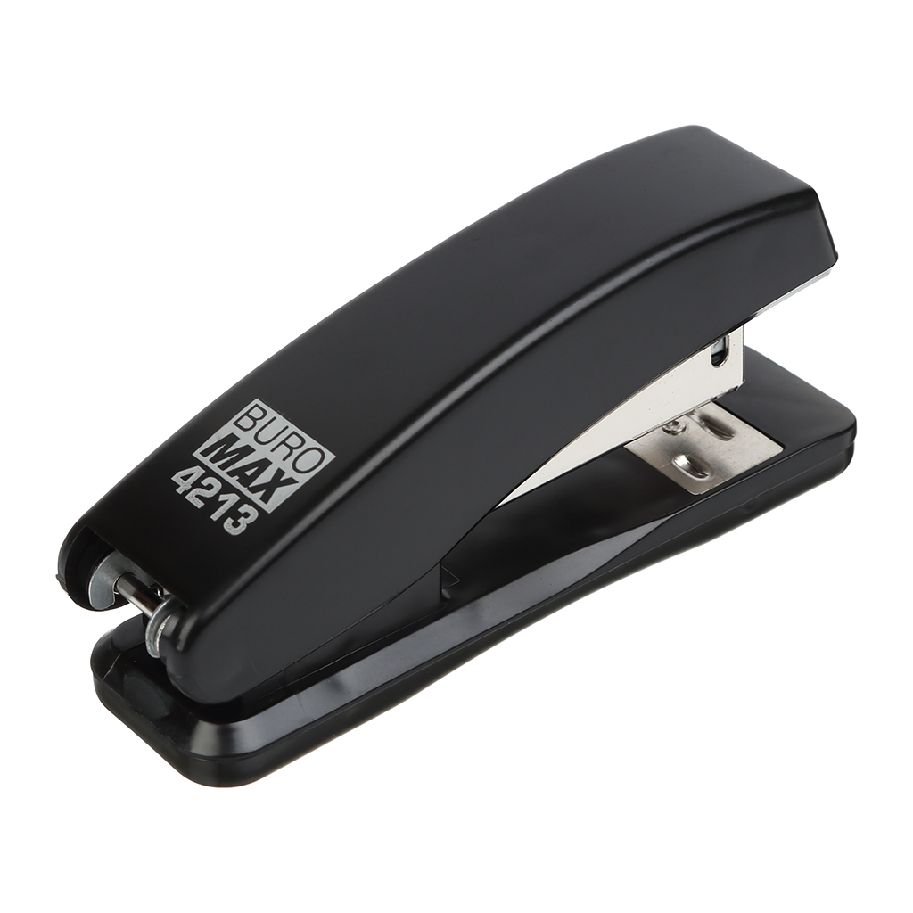 Степлер Buromax пластиковий JOBMAX, 15 аркушів, (скоби №24;26), 110 х 30 х 48 мм, чорний (BM.4213-01)