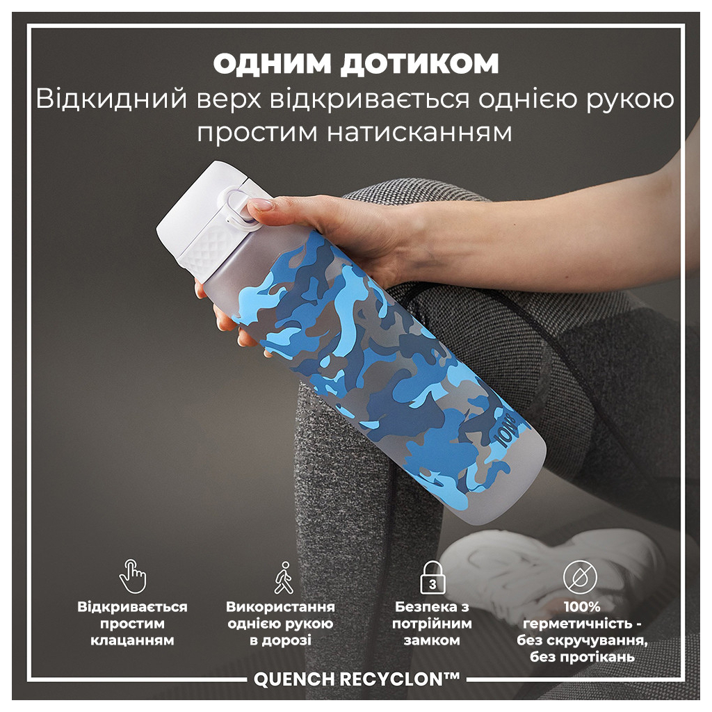 Пляшка для води ION8 OneTouch Times To Drink 1000 мл BPA Free, Camo (I8RF1000PICAMO)