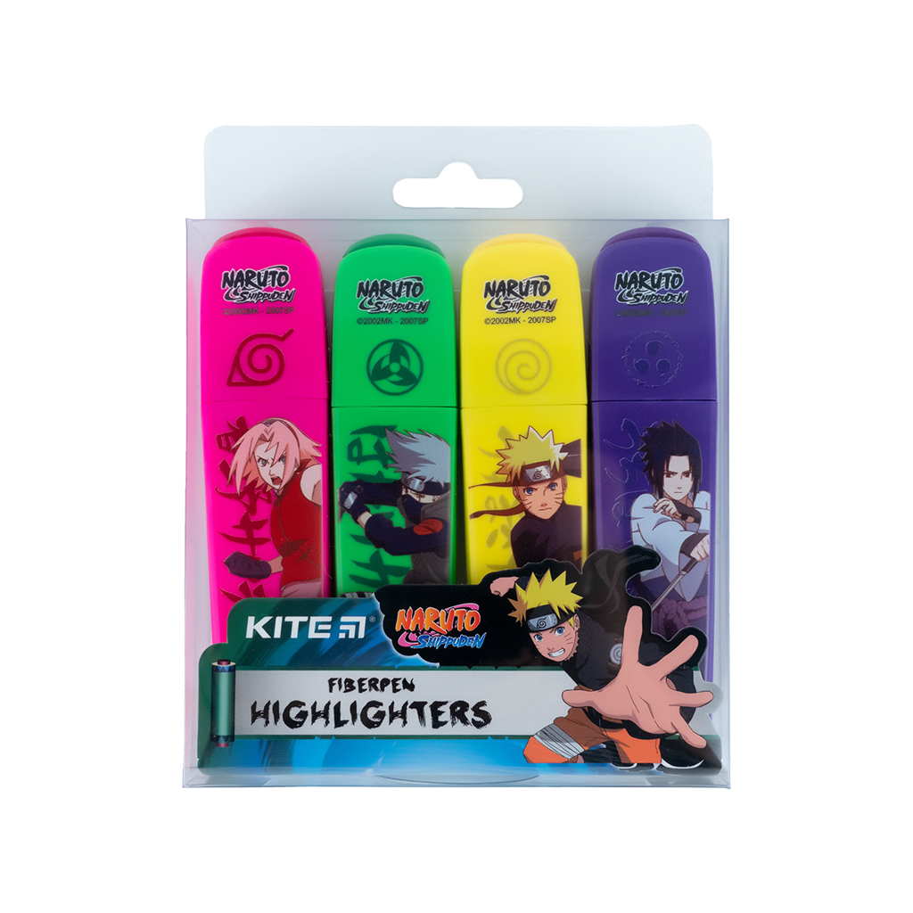 Набір маркерів Kite Highlighter Naruto, набір з 4-х кольорів (NR24-444)