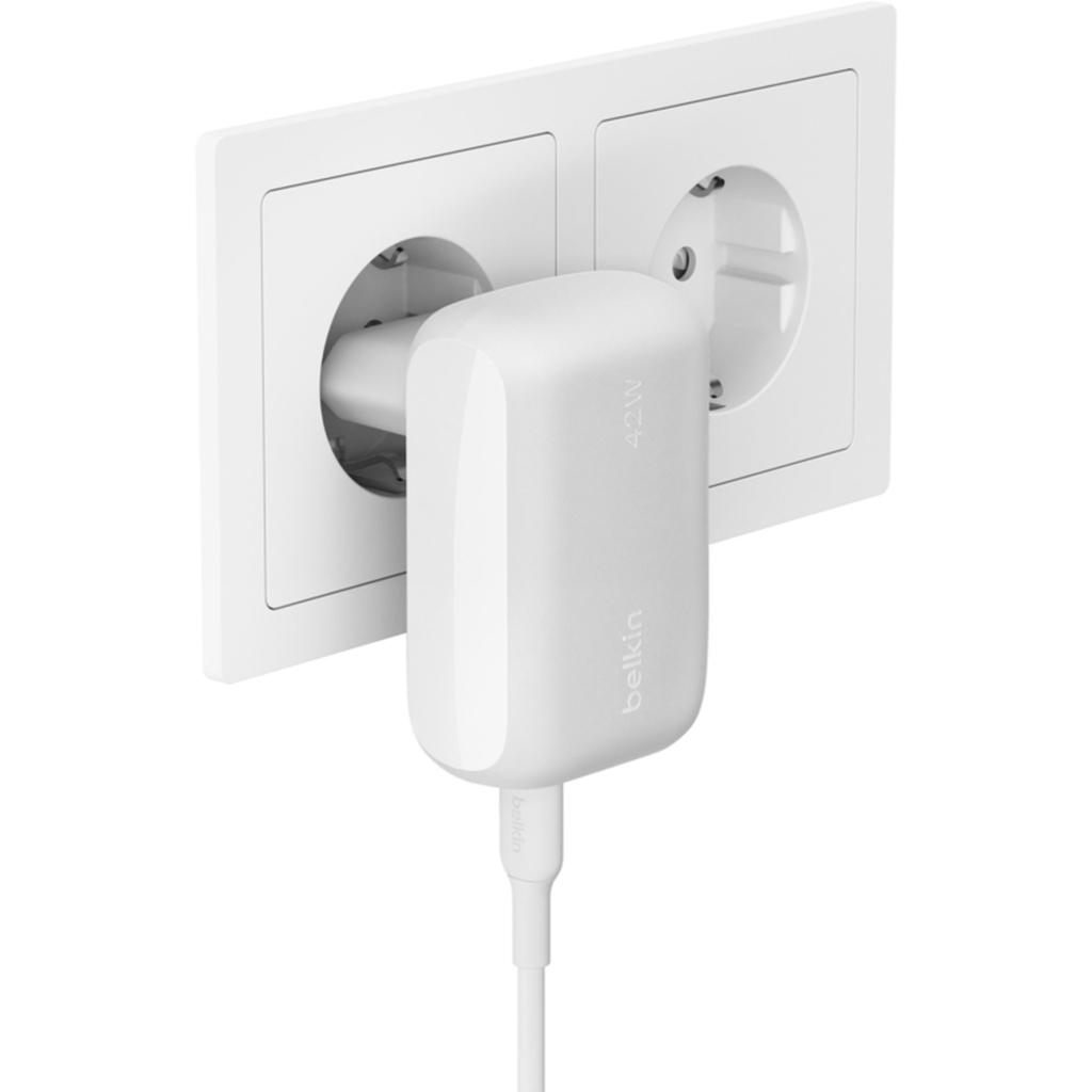 Зарядний пристрій Belkin 42W USB-C PD PPS 30W USB-A 12W white (WCB009VFWH)