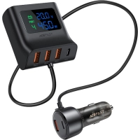Зарядний пристрій Acefast B11 Car Charger Splitter 3xUSB-A + 1xUSB-C 138W with digital display Black (6974316282488)