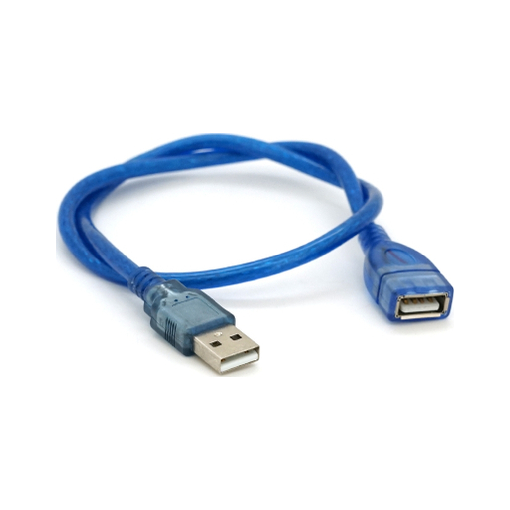 Дата кабель USB 2.0 AM/AF 0.5m transparent blue Voltronic (YT-AM/AF-0,5TBL)