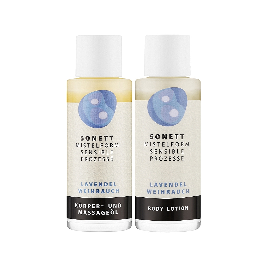 Набір косметики Sonett Органічний подарунковий набір Лавандовий ладан Для тіла та масажу 2 x 50 мл (4007547771208)