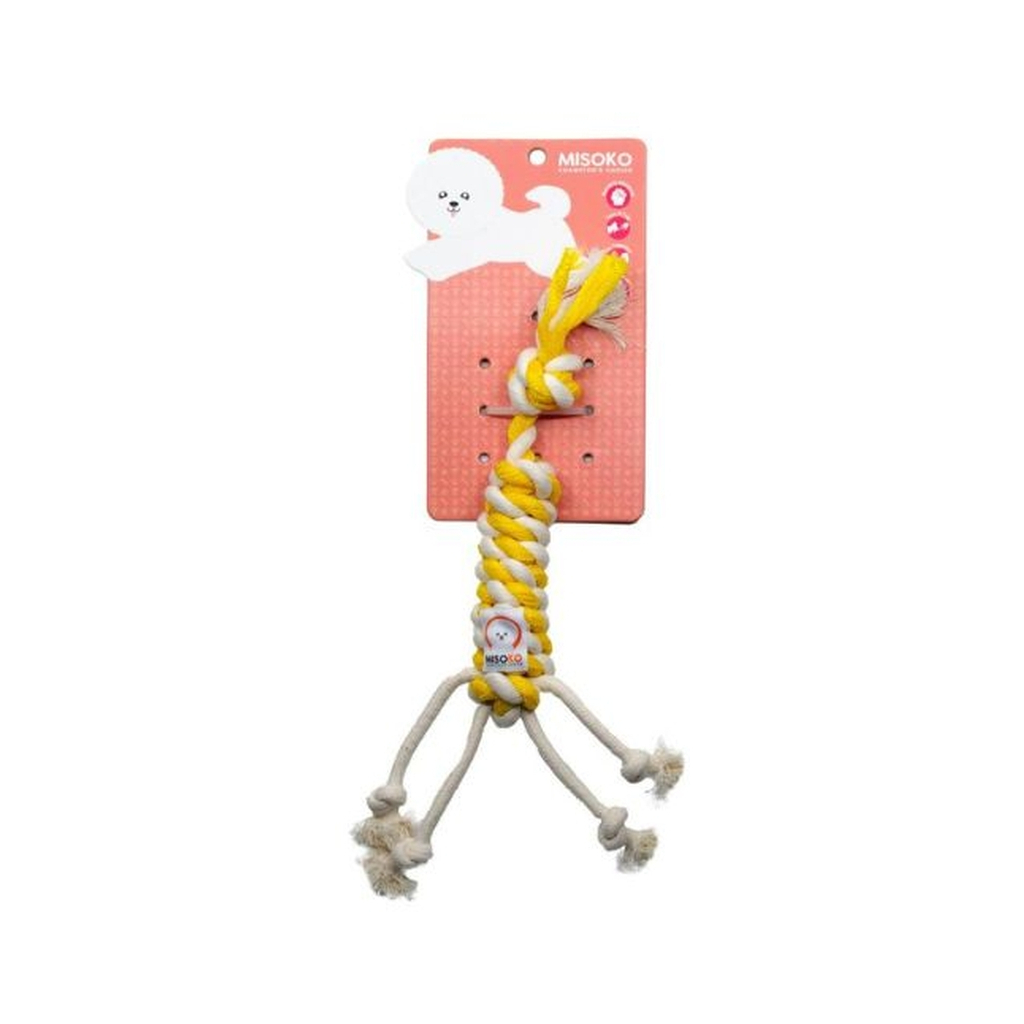 Іграшка для собак MISOKO&CO Мотузка з стрічкою жовта 33 см (MSKAKDT5905-G)