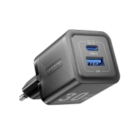 Зарядний пристрій VENTION 1xUSB-C PD30W + 1xUSB QC3.0 30W GaN + cable USB-C to USB-C 1.0m black (TZ-FEQB0-EU-01)