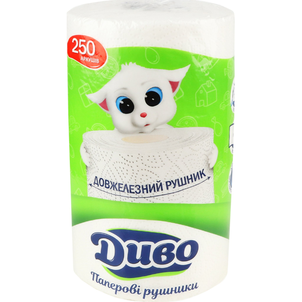 Паперові рушники Диво 2 шари 250 відривів 1 рулон (4820003838464)