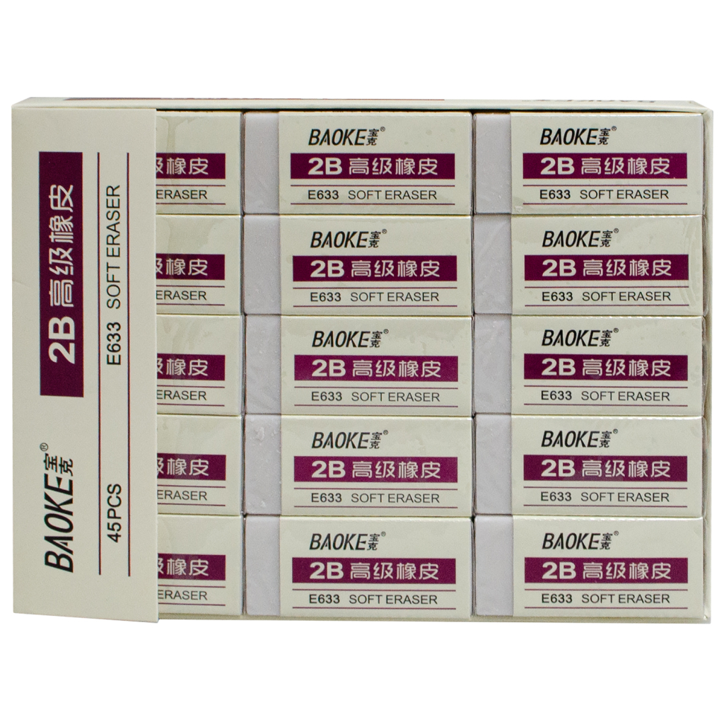 Гумка Baoke прямокутна 51 х 23 х 11 мм, TPR білий 2B, 45 шт (E633) Гумка Baoke прямокутна 51 х 23 х 11 мм, TPR білий 2B, 45 шт (E633)