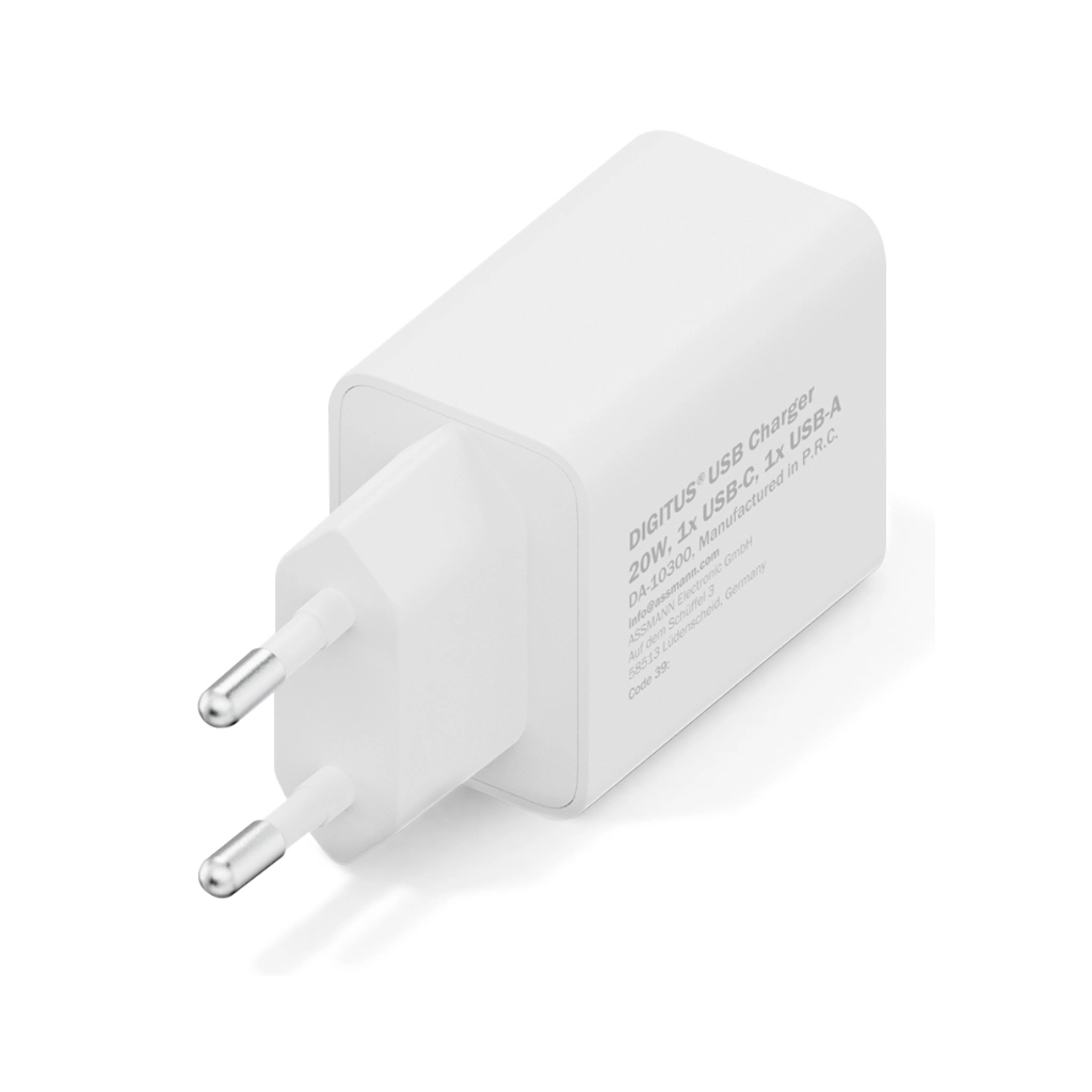 Зарядний пристрій Digitus 1xUSB-C + 1xUSB 20W (DA-10300)