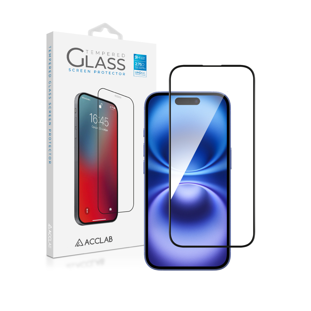 Скло захисне ACCLAB Full Glue Apple iPhone 16 Black (1283126593253)
