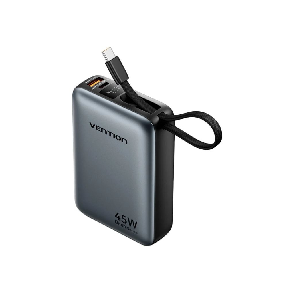 Батарея універсальна Vention 20000mAh 45W PD/3.1, with Built-in USB-C cable, Gray (FHGH0 / 910163)