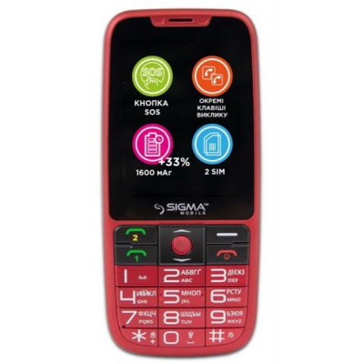 Мобільний телефон Sigma Comfort 50 Elegance 3 (1600 mAh) SIMO ASSISTANT Red (4827798233795)
