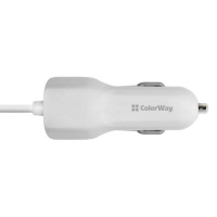 Зарядний пристрій 3in1 (MicroUSB+Type-C+Lightning) 1USB 3.1A white ColorWay (CW-CHA006-WT)