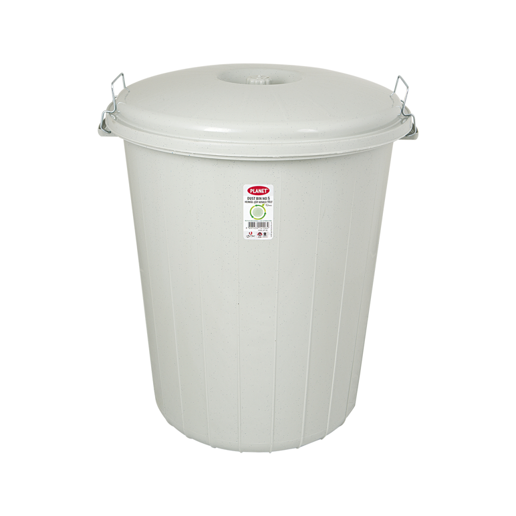 Контейнер для сміття Planet Household №5 Із защіпками так кришкою Сірий 90 л (6836)