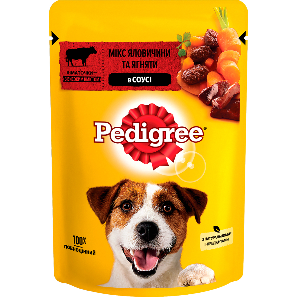 Вологий корм для собак Pedigree Яловичина, ягня в соусі 100 г (5900951262531)