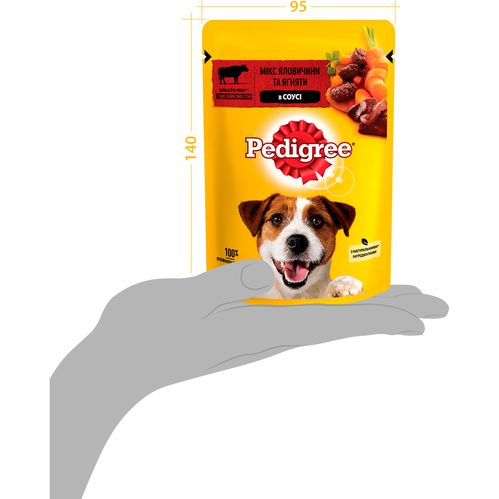 Вологий корм для собак Pedigree Яловичина, ягня в соусі 100 г (5900951262531)