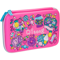 Cool For School pencil case 1 compartment with fuchsia organizer (QT-5627-Rosered)
