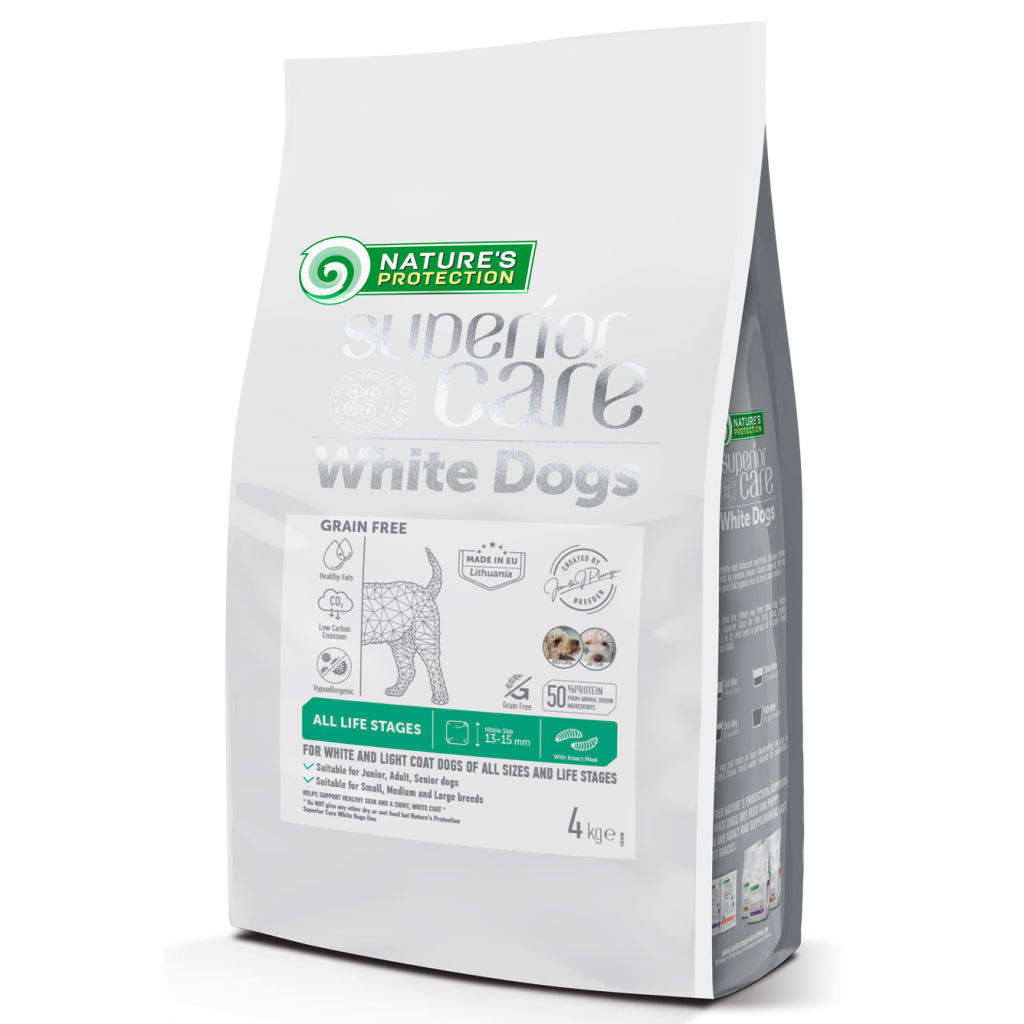 Сухий корм для собак Nature's Protection Superior Care White Dogs Grain Free Insect All Sizes and Life Stages 4 кг (NPSC47600)