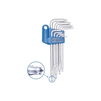 KING TONY Torx key 9 pcs. (Т10-Т50) L-shaped elongated with hole (204B29PR)