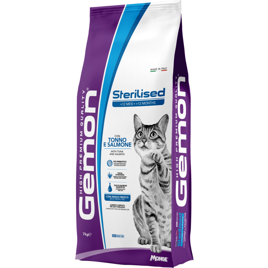 Сухий корм для кішок Gemon Cat Sterilised тунeць з лососем 7 кг (8009470297295)
