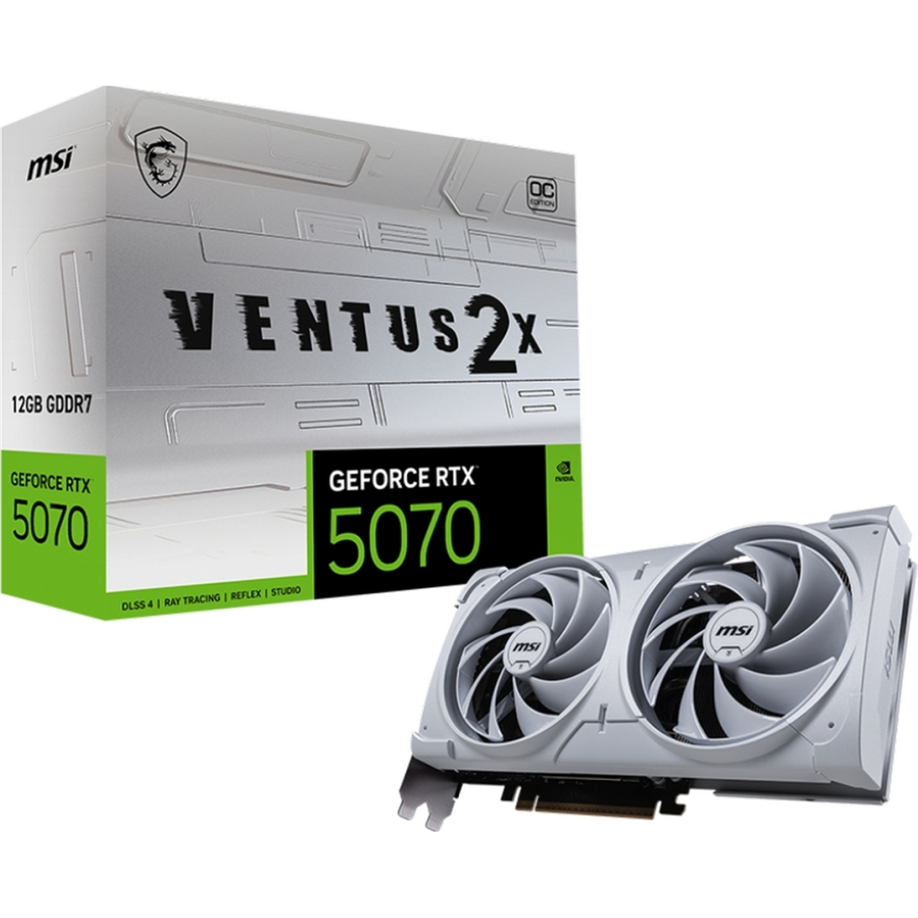 Відеокарта MSI GeForce RTX5070 12Gb VENTUS 2X OC WHITE (RTX 5070 12G VENTUS 2X OC WHITE)