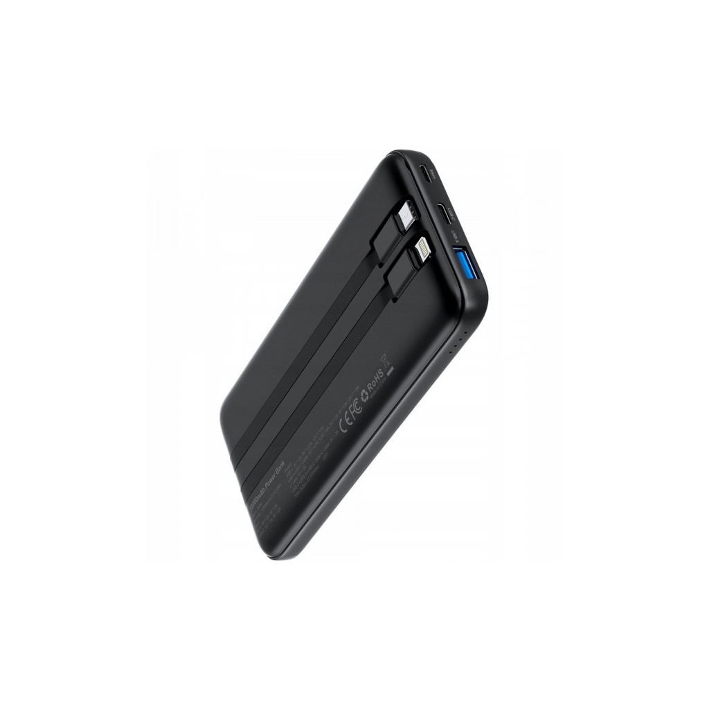 Повербанк Choetech 10000mAh 22,5W, MicroUSB, USB-A, USB-C, build-in USB-C/Lightning cable (B654-BK)