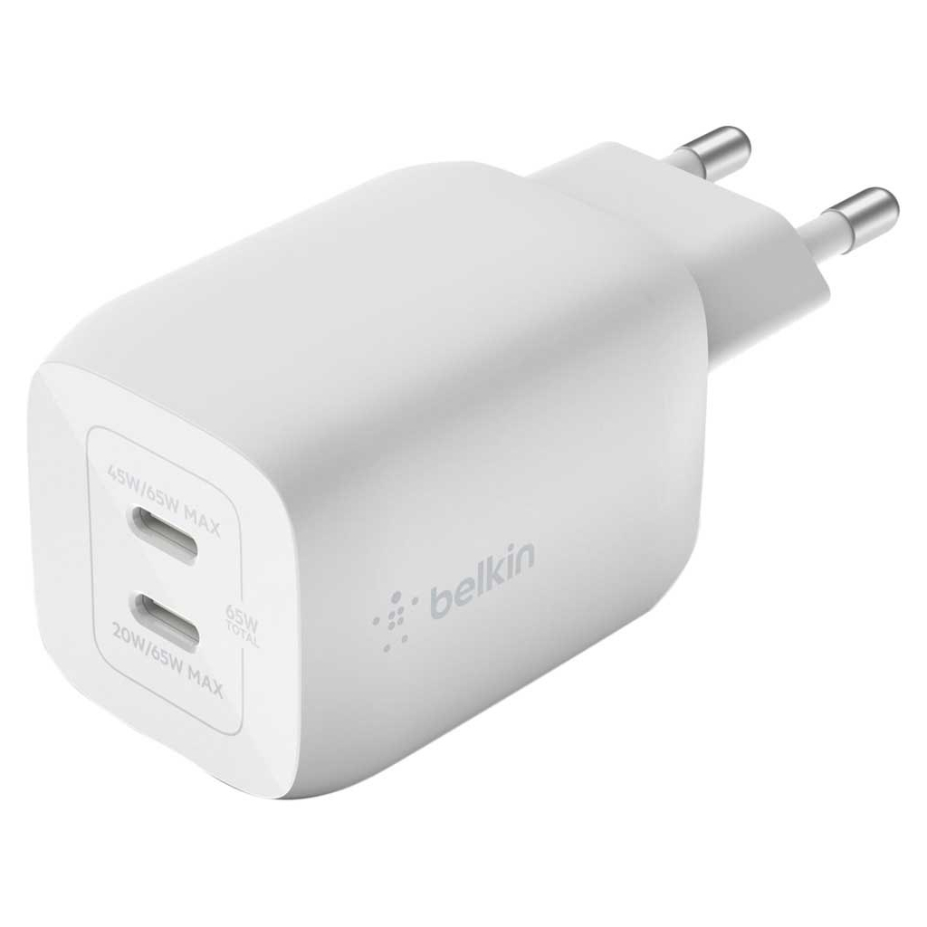 Зарядний пристрій Belkin 65W 2хUSB-С GAN PD PPS white (WCH013VFWH)