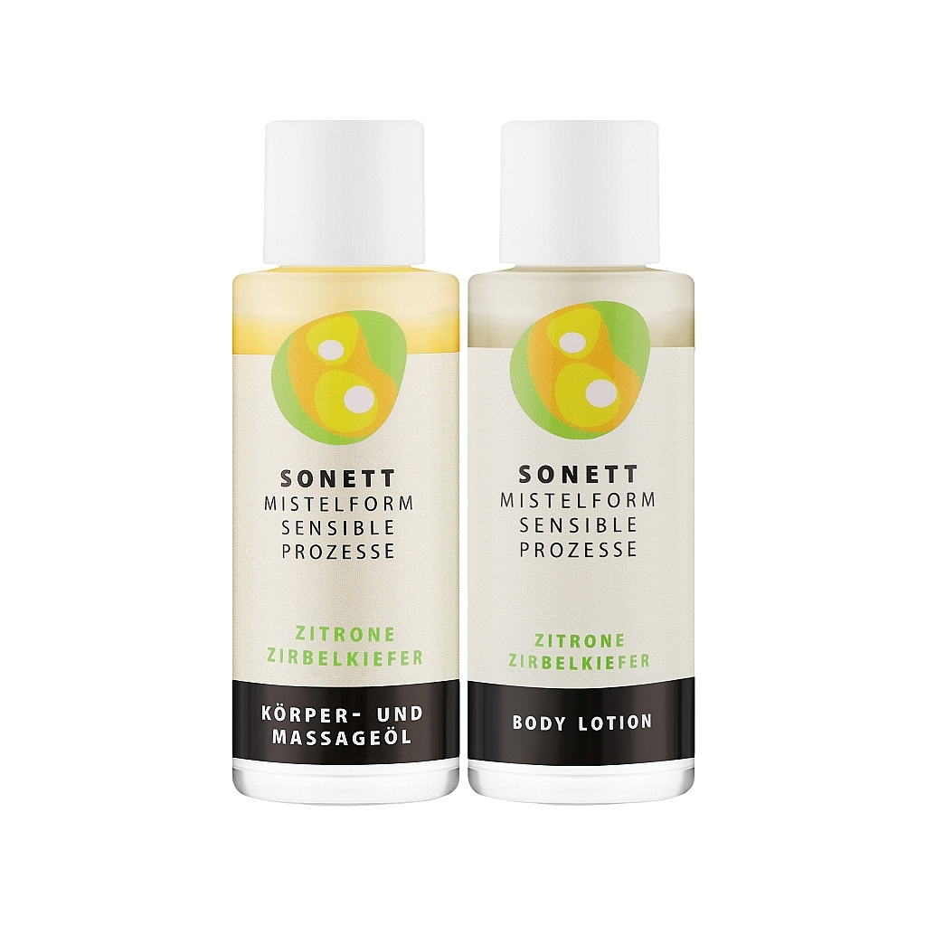 Набір косметики Sonett Органічний подарунковий набір Сосна та лимон Для тіла та масажу 2 x 50 мл (4007547771505)